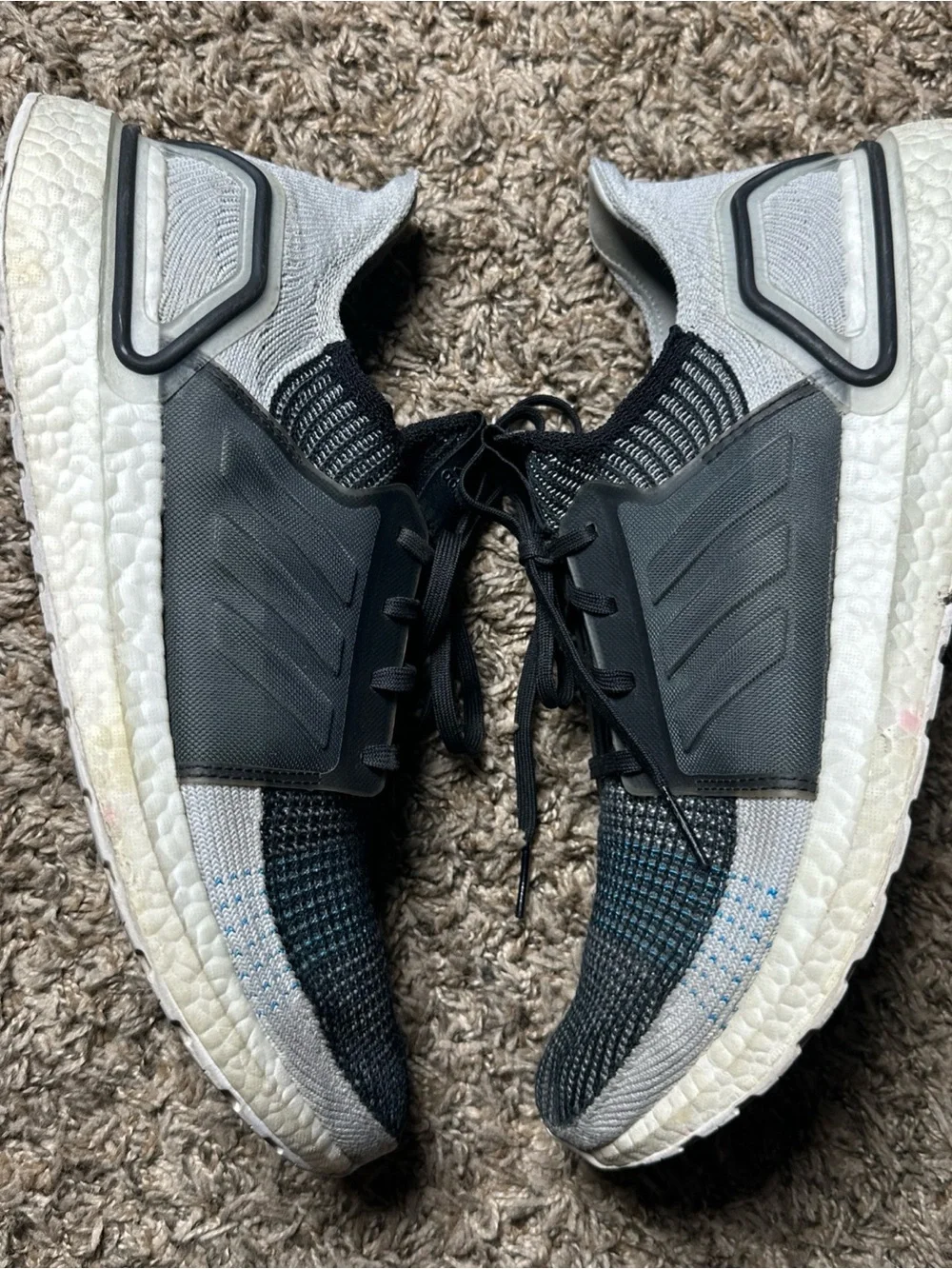 Adidas UltraBoost 19 Men’s Size 13 Black Gray Blue Running Shoes F35242 Boost